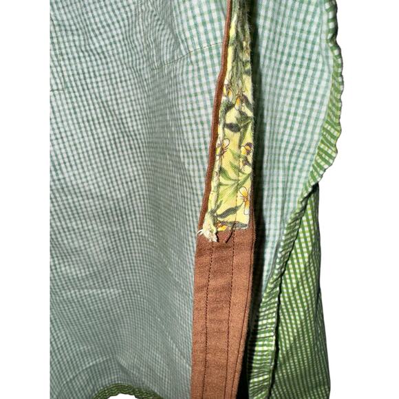 Handmade Bee Apron Adult Size Green Yellow Spring Summer Country Cottage Ruffle - Picture 6 of 8